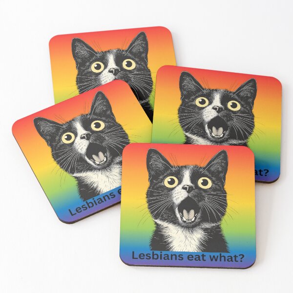 Item preview, Lesbians Eat What?- Lesbian Typography, Rainbow Flag Colors designed and sold by Travelslightly.