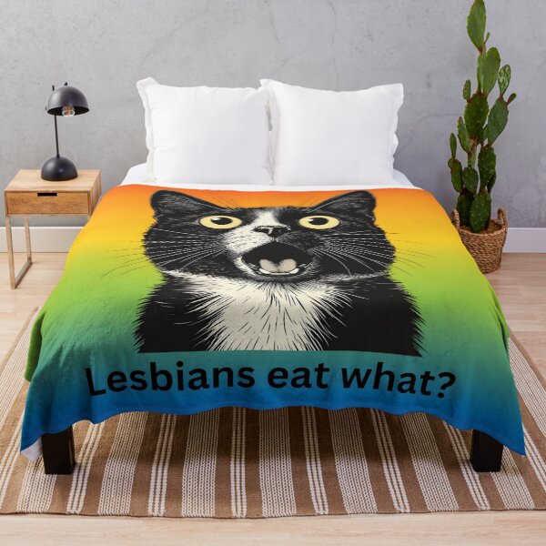 Item preview, Lesbians Eat What?- Lesbian Typography, Rainbow Flag Colors designed and sold by Travelslightly.