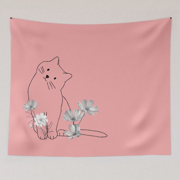Item preview, Cute Cat and Flowers designed and sold by goldcov.