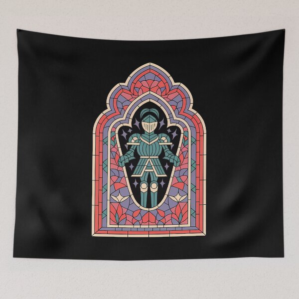 Item preview, Stainglass Knight Statue Retro Gothic Portal designed and sold by VitrauxNoirs.