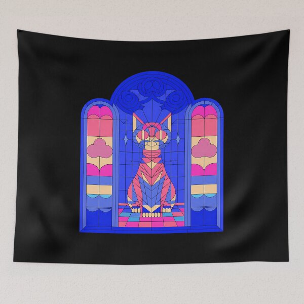 Item preview, Stainglass Cat Retro Gothic Portal designed and sold by VitrauxNoirs.