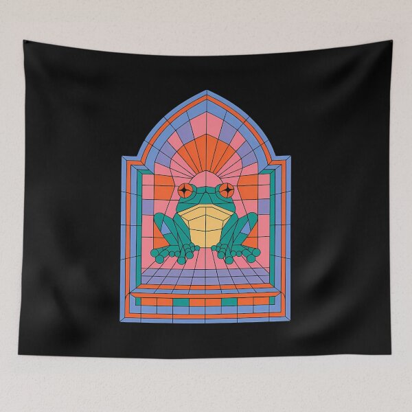 Item preview, Stainglass Frog Retro Gothic Portal designed and sold by VitrauxNoirs.