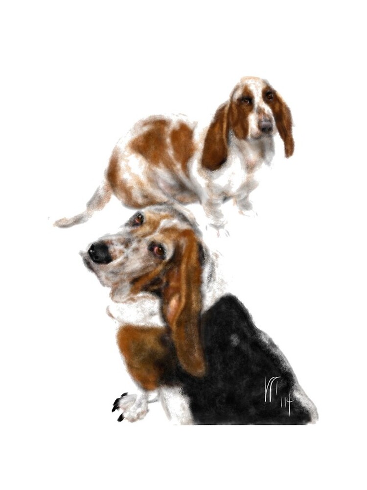 Happy Basset Hound Best Friends by LITDigitalArt