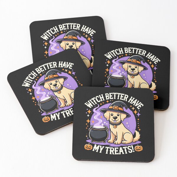 Item preview, "Witch Better Have My Treats" Cute Halloween Golden Retriever Artwork designed and sold by QuirkPrint.