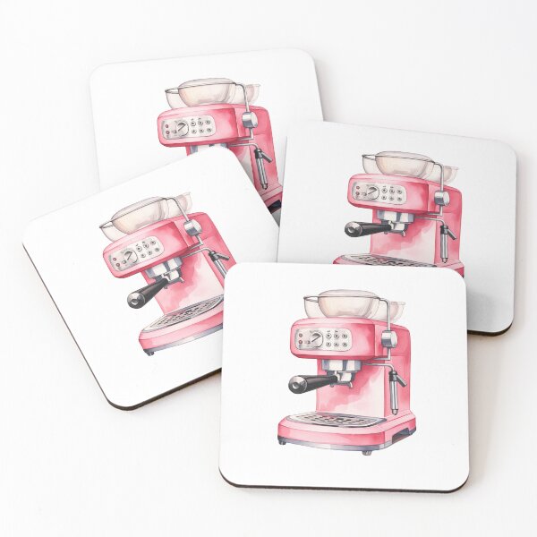 Item preview, Water color drawing of a pink coffee maker designed and sold by LazyOtterPrints.