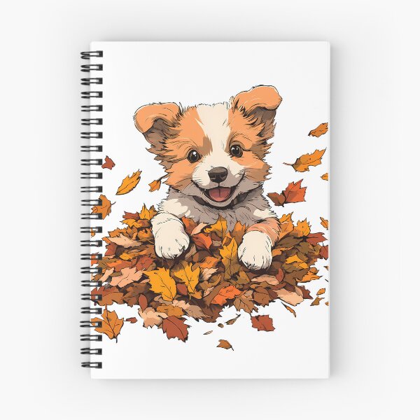 Item preview, Autumn snuggles and wagging tails ,Autumn Pup in a Pile of Leaves designed and sold by katerynaS99.