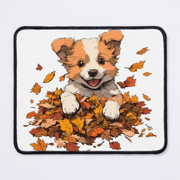 Item preview, Autumn snuggles and wagging tails ,Autumn Pup in a Pile of Leaves designed and sold by katerynaS99.