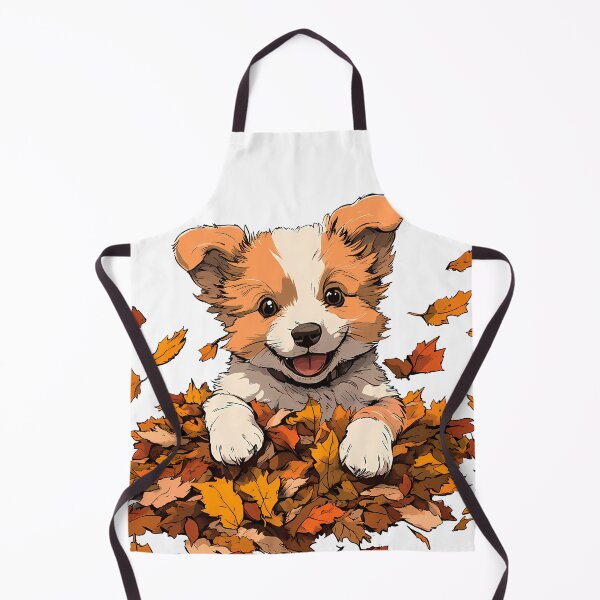 Item preview, Autumn snuggles and wagging tails ,Autumn Pup in a Pile of Leaves designed and sold by katerynaS99.