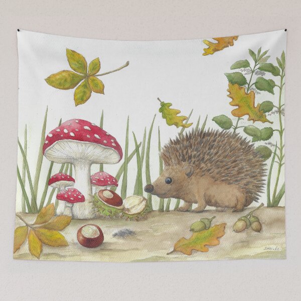 Item preview, Hedgehog in the autumn forest designed and sold by Sandra  Steinke.