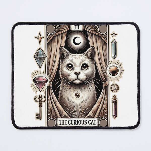 Item preview, White Tarot Cat Crescent Moon Card designed and sold by JediKittenWars.