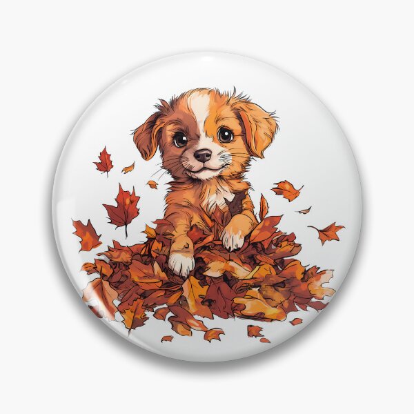 Item preview, Furry Fun in a Fall ForestAutumn Pup in a Pile of Leaves designed and sold by katerynaS99.