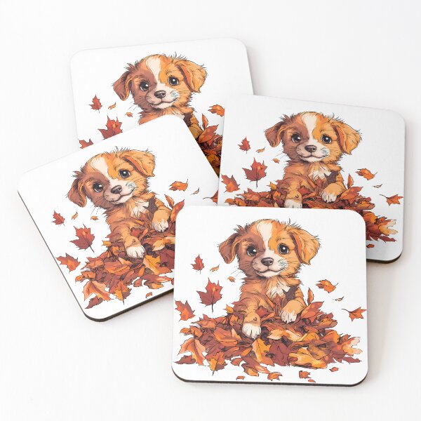 Item preview, Furry Fun in a Fall ForestAutumn Pup in a Pile of Leaves designed and sold by katerynaS99.