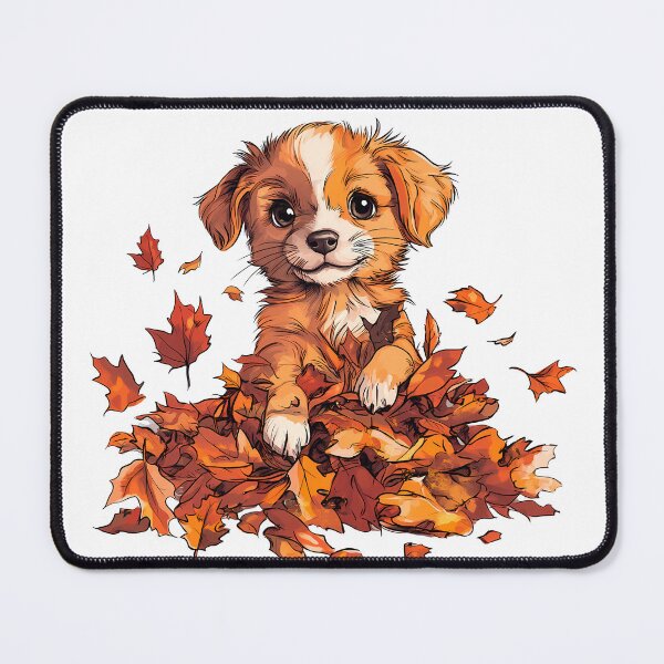 Item preview, Furry Fun in a Fall ForestAutumn Pup in a Pile of Leaves designed and sold by katerynaS99.