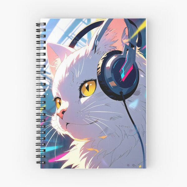 Item preview, Beat Maker Cat – White Feline with Headphones and Microphone designed and sold by ImmersiveArt Era.