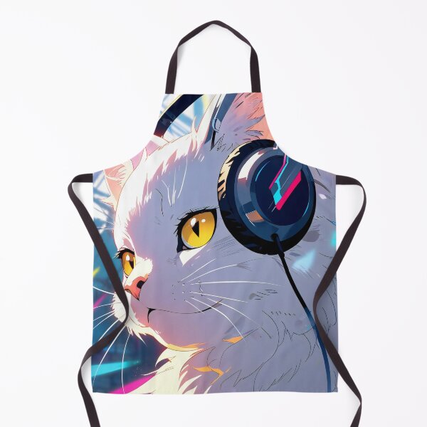 Item preview, Beat Maker Cat – White Feline with Headphones and Microphone designed and sold by ImmersiveArt Era.
