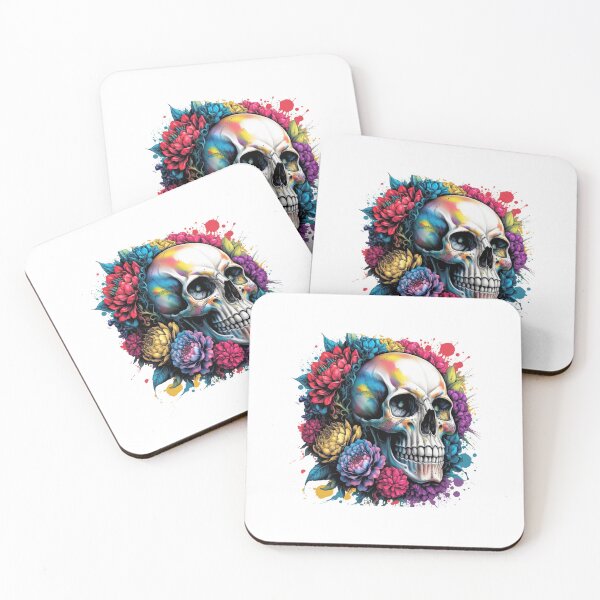 Artikelvorschau, Vibrant Watercolor Floral Skull Art: Day of the Dead Inspiration entworfen und verkauft von Dreamz-Shop.