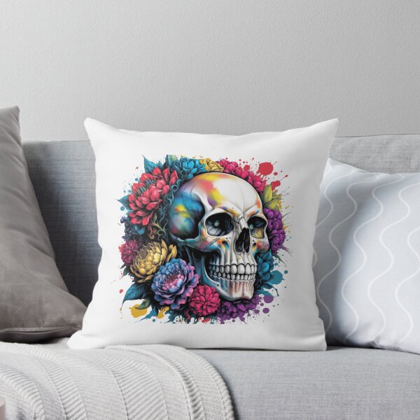 Artikelvorschau, Vibrant Watercolor Floral Skull Art: Day of the Dead Inspiration entworfen und verkauft von Dreamz-Shop.