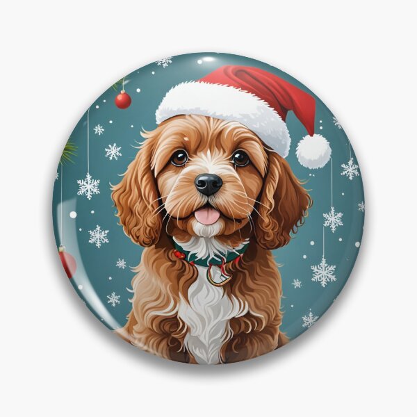 Item preview, Ilustración navideña de un lindo cachorro de perro cockapoo designed and sold by cheekylorns.