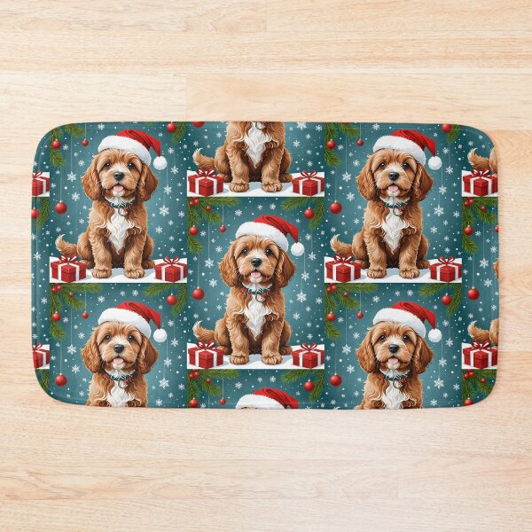 Item preview, Christmas illustration of cute dog cockapoo puppy designed and sold by cheekylorns.