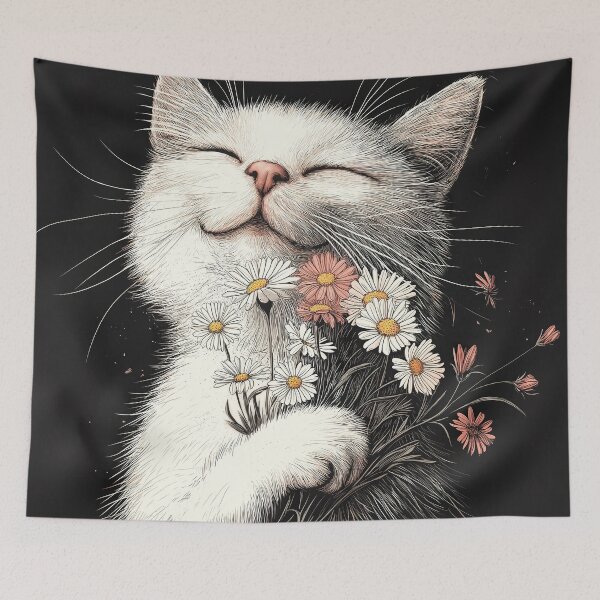 Item preview, Blissful Cat in a Floral Dream designed and sold by Venon28.