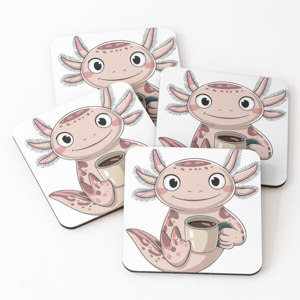 Item preview, Happy Axolotl and coffee, aksoltl likes coffee, designed and sold by KolorellaS.