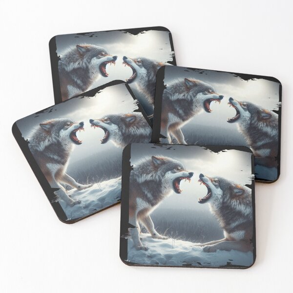 Item preview, Two Wolves Growling at Each Other – Intense Wolf Art designed and sold by Hungry-Murphy.