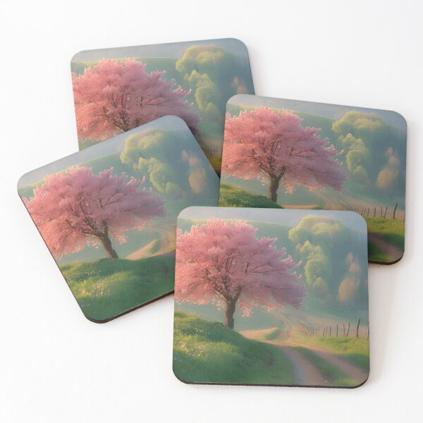 Item preview, Serene landscape with a blooming pink cherry blossom tree designed and sold by Artessie.