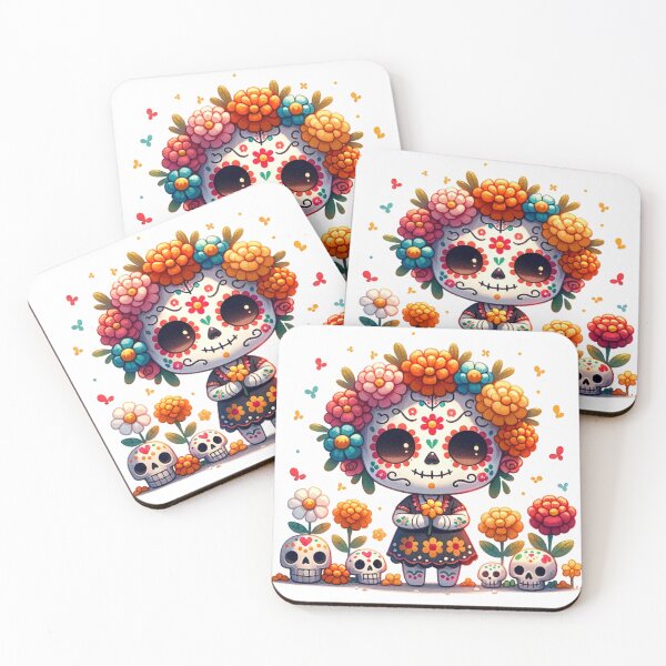 Item preview, Pretty Day of the Dead Catrina Sugar Skull with Marigolds - Catrina Dia de Muertos designed and sold by MeroroGraphics.