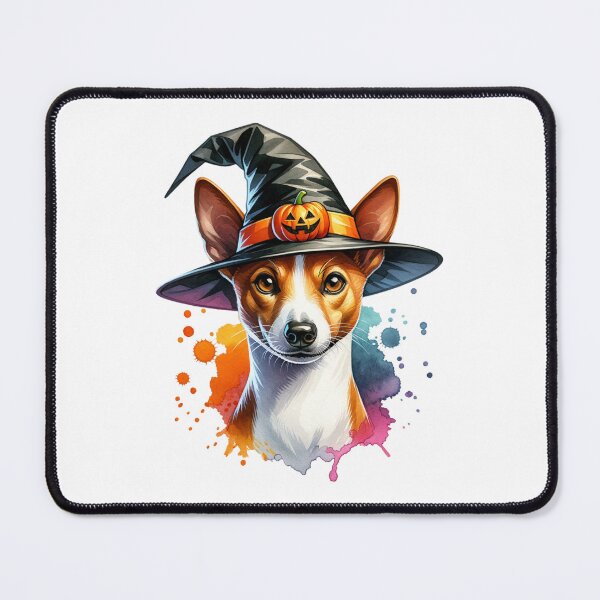 Item preview, Basenji with Halloween Witch Hat designed and sold by MyCozyCorner24.