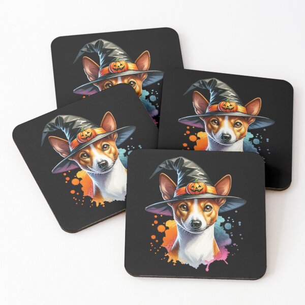 Item preview, Basenji with Halloween Witch Hat designed and sold by MyCozyCorner24.