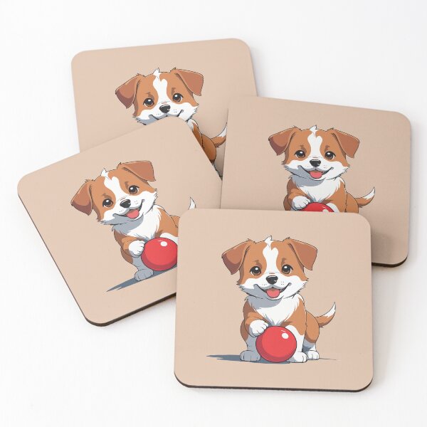 Item preview,  Cute little cartoon puppy dog playing red ball designed and sold by Atlantico54.