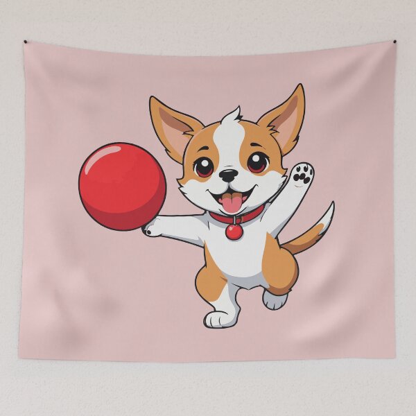 Item preview, Cute Dog Playing With Red Ball designed and sold by Atlantico54.
