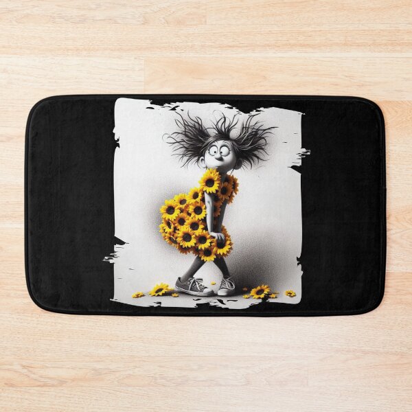 Item preview, Crazy Girl in Sunflower Outfit and Sneakers – Fun and Quirky Art designed and sold by Hungry-Murphy.