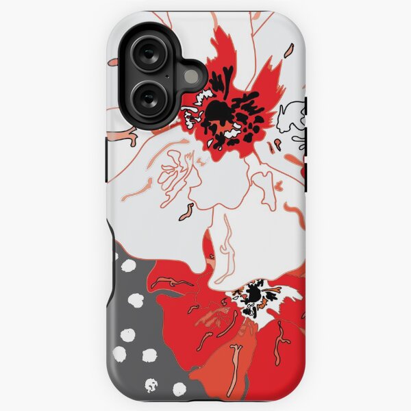 Imaginary Poppy White & Red on Gray iPhone Tough Case