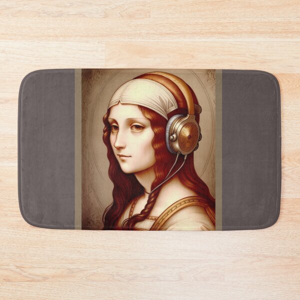 Artikelvorschau, Renaissance-Mädchen mit Kopfhörern Leonardo DaVinci Malstil entworfen und verkauft von AuroraXGreen.