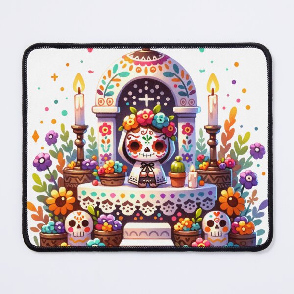 Item preview, Day of the Dead altar with Marigold and Sugar Skulls - Altar de Dia de Muertos designed and sold by MeroroGraphics.