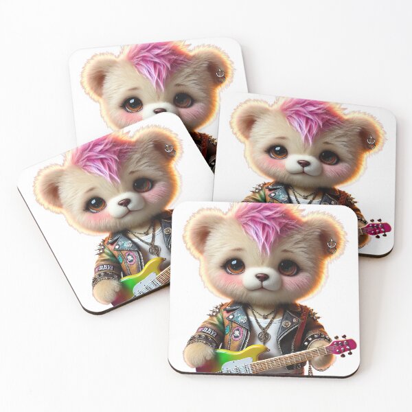 Item preview, Rocker teddy bear with pink hair designed and sold by Osintown.