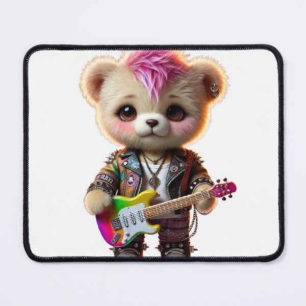Item preview, Rocker teddy bear with pink hair designed and sold by Osintown.