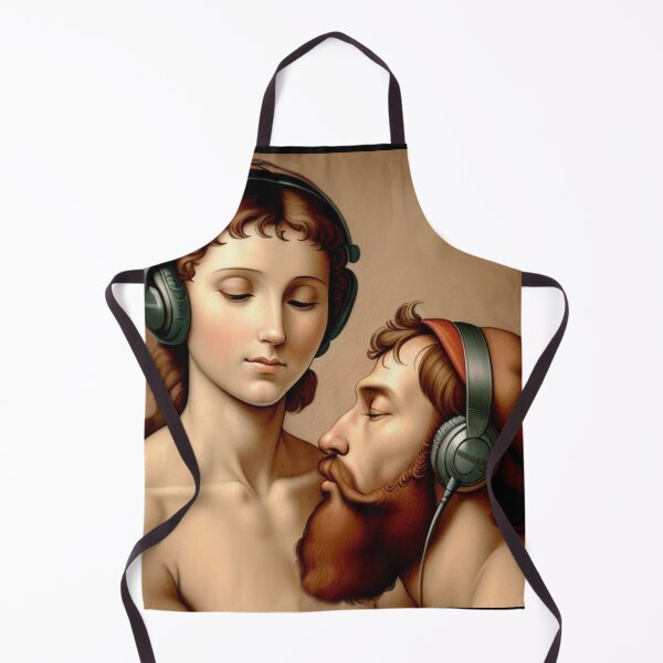 Item preview, Renaissance Man and Woman with Headphones DaVinci Michelangelo Painting style designed and sold by AuroraXGreen.