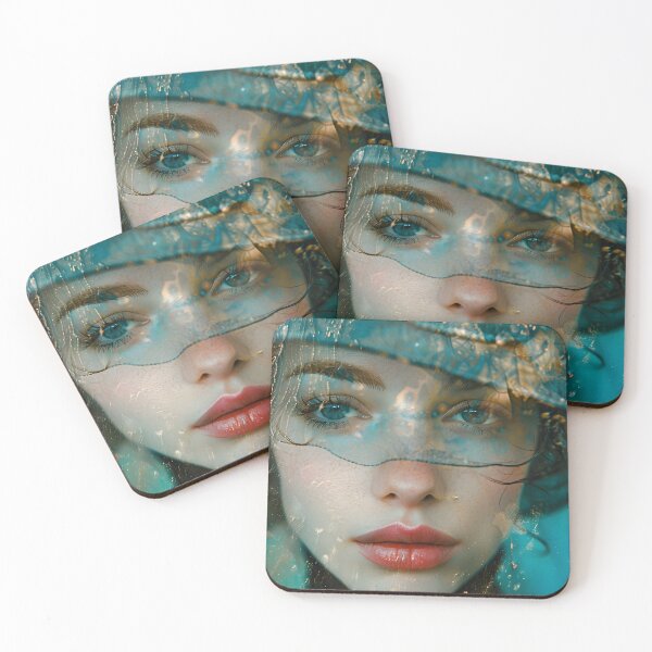 Item preview, Mysterious woman behind rain-streaked glass concept art designed and sold by Artessie.