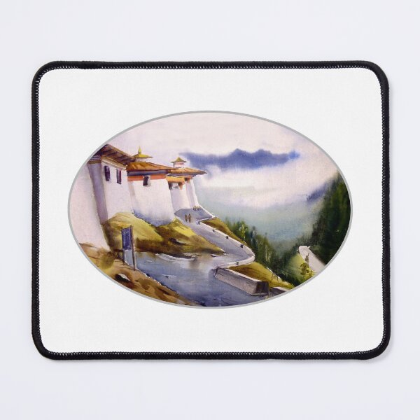 Item preview, Himalayan monastery & Himalaya mountain , watercolor painting designed and sold by SamirArt.