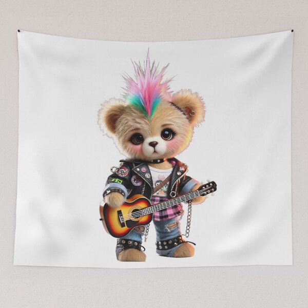 Item preview, Punk teddy bear with colorful hair designed and sold by Osintown.