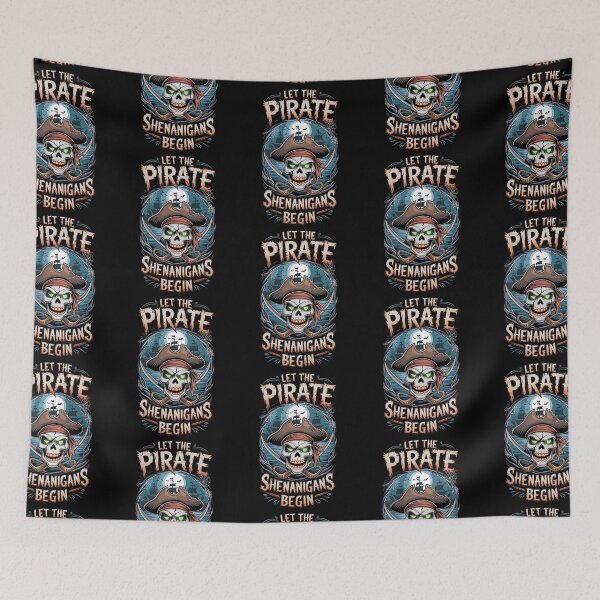 Item preview, Halloween skull let the pirate shenanigans begin designed and sold by ArtFeverShop.