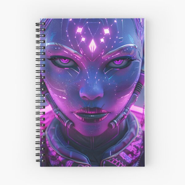 Item preview, Futuristic cyborg portrait glowing with neon colors. designed and sold by Artessie.