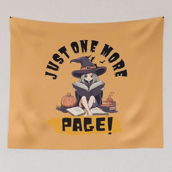 Item preview, Cute Little Witch Reading a Book, "Just One More Page!" designed and sold by Mariana Piana.