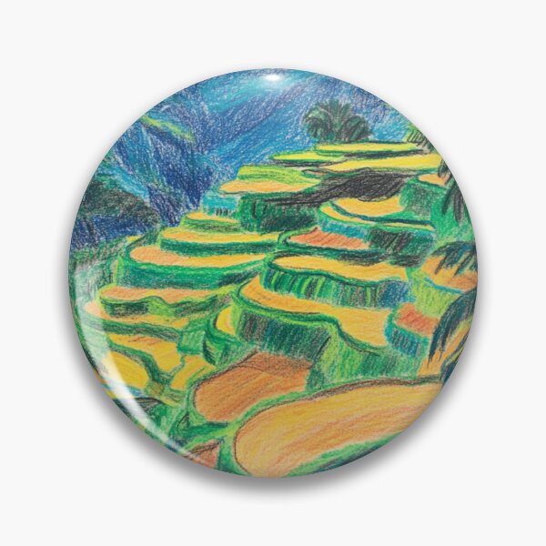 Item preview, Vibrant Crayon Art of Exotic Rice Terraces designed and sold by myfavoritesm4.