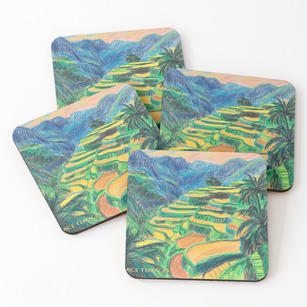 Item preview, Vibrant Crayon Art of Exotic Rice Terraces designed and sold by myfavoritesm4.