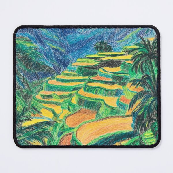 Item preview, Vibrant Crayon Art of Exotic Rice Terraces designed and sold by myfavoritesm4.