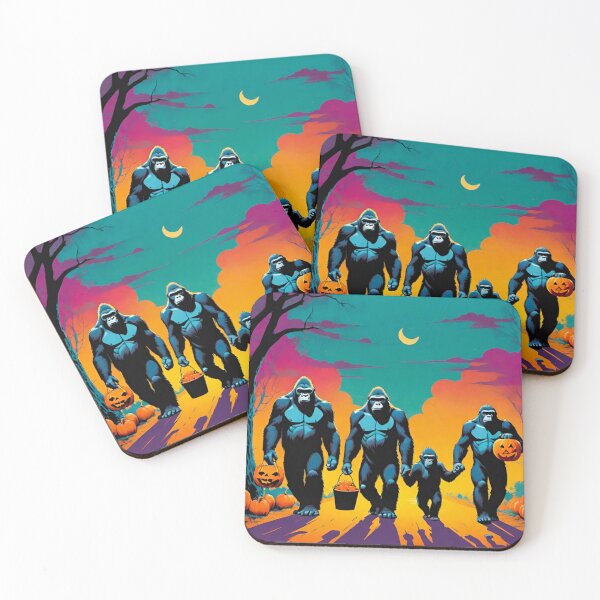 Item preview, Gorilla Family Trick-or-Treating on Halloween Night designed and sold by GrizzlyCollective.