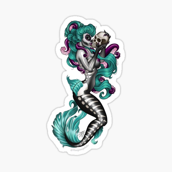 Memento Mori Mermaid - Teal Sticker